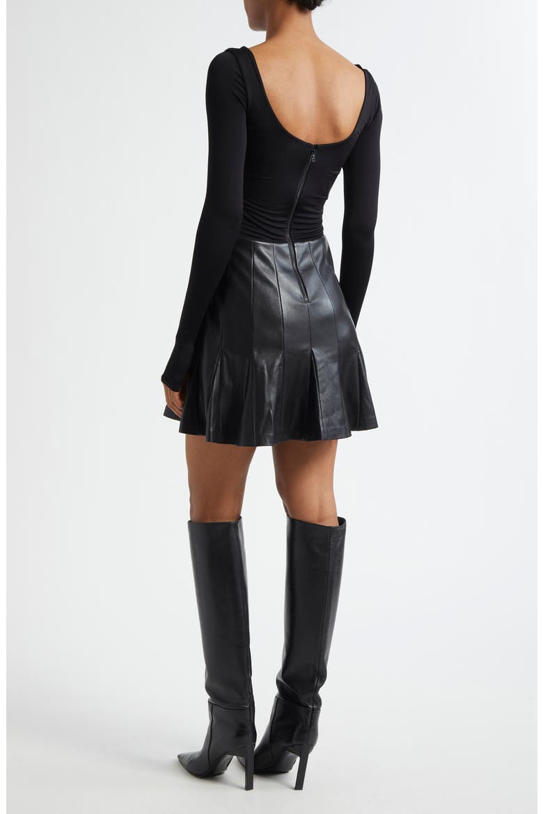 Chara Long Sleeve Mixed Media Minidress, Alternate, color, BLACK