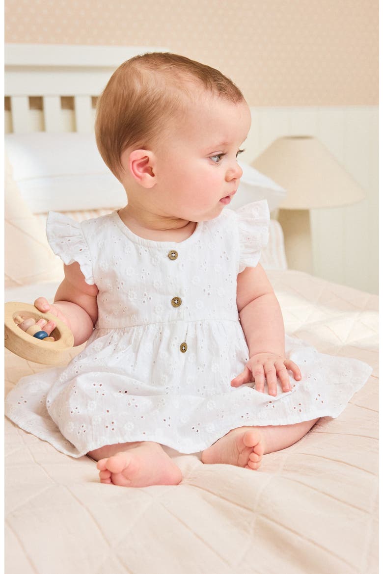 Cotton Eyelet Dress, Alternate, color, WHITE