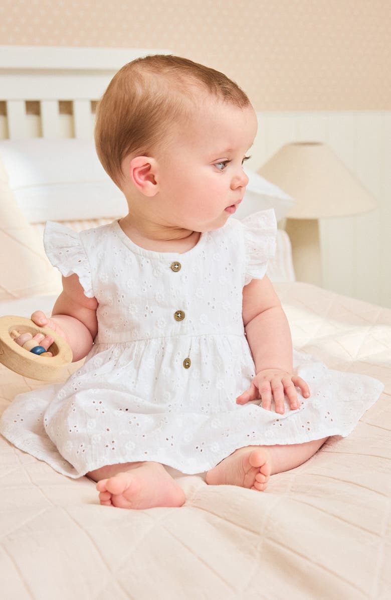 NEXT Cotton Eyelet Dress, Alternate, color, White