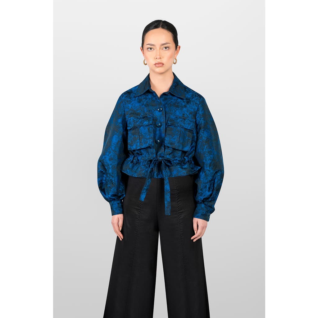 LAURA APARICIO Sahariana Jacquard Jacket in Blue  product