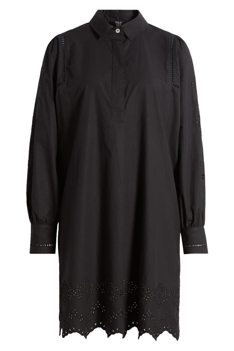 Fernanda Eyelet Long Sleeve Shirtdress, Alternate, color, BLACK EYELET