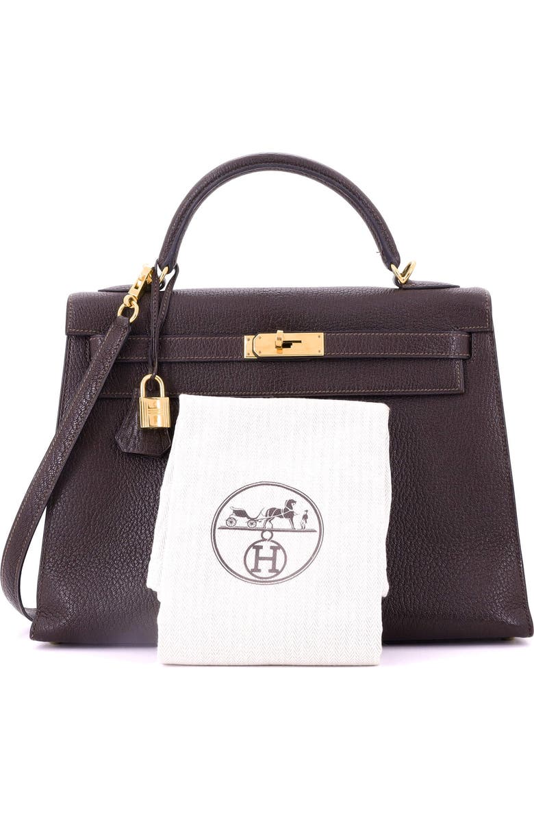 Pre-Owned Hermes Kelly Handbag Brown Chevre de Coromandel with Gold Hardware 32, Alternate, color,