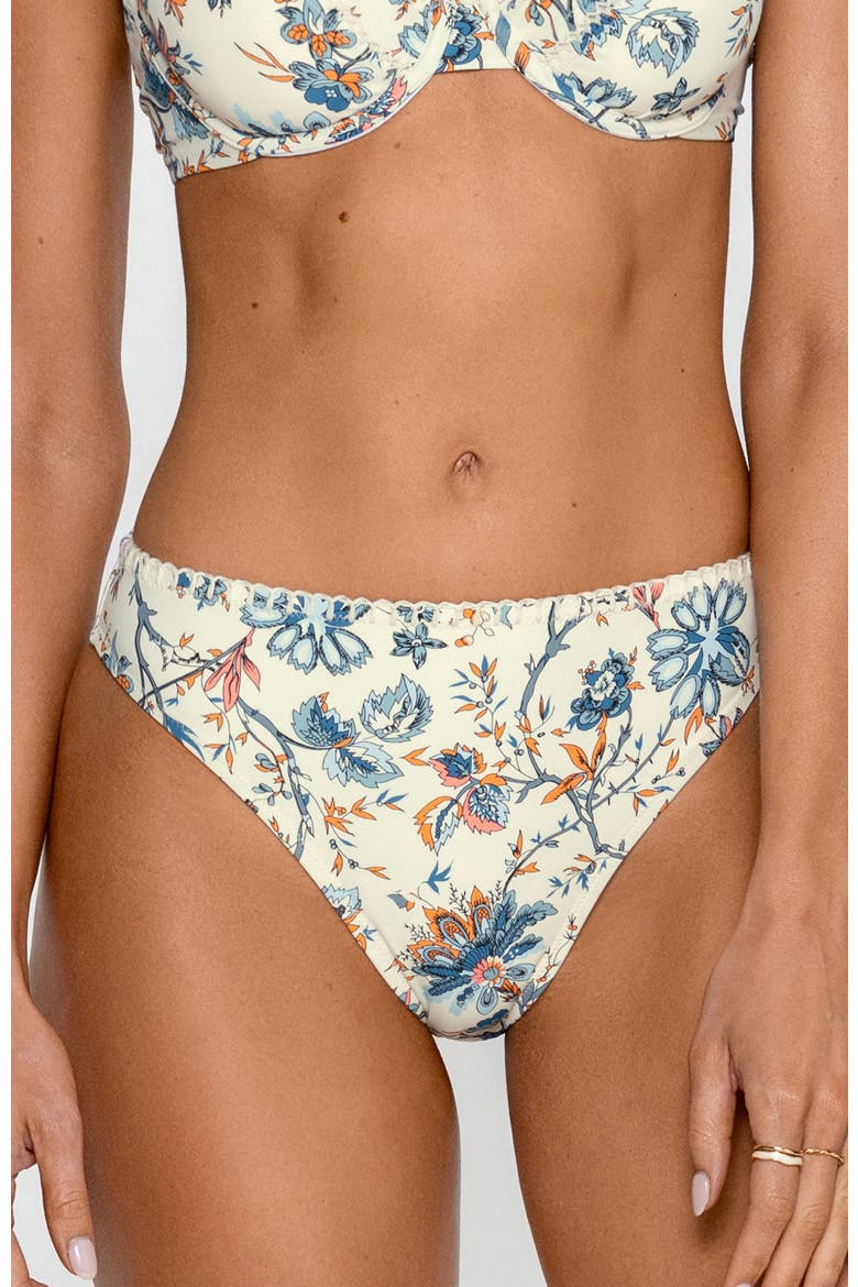 Floral Mid-Rise Bikini Bottom, Main, color, Beige