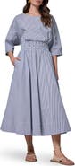 Donna Karan New York Stripe Stretch Cotton Maxi Skirt