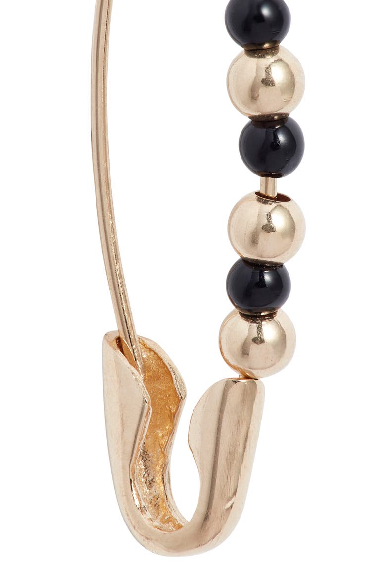 Friendship Onyx & 14K Gold Safety Pin Earring, Alternate, color, YELLOW GOLD/ BLACK ONYX