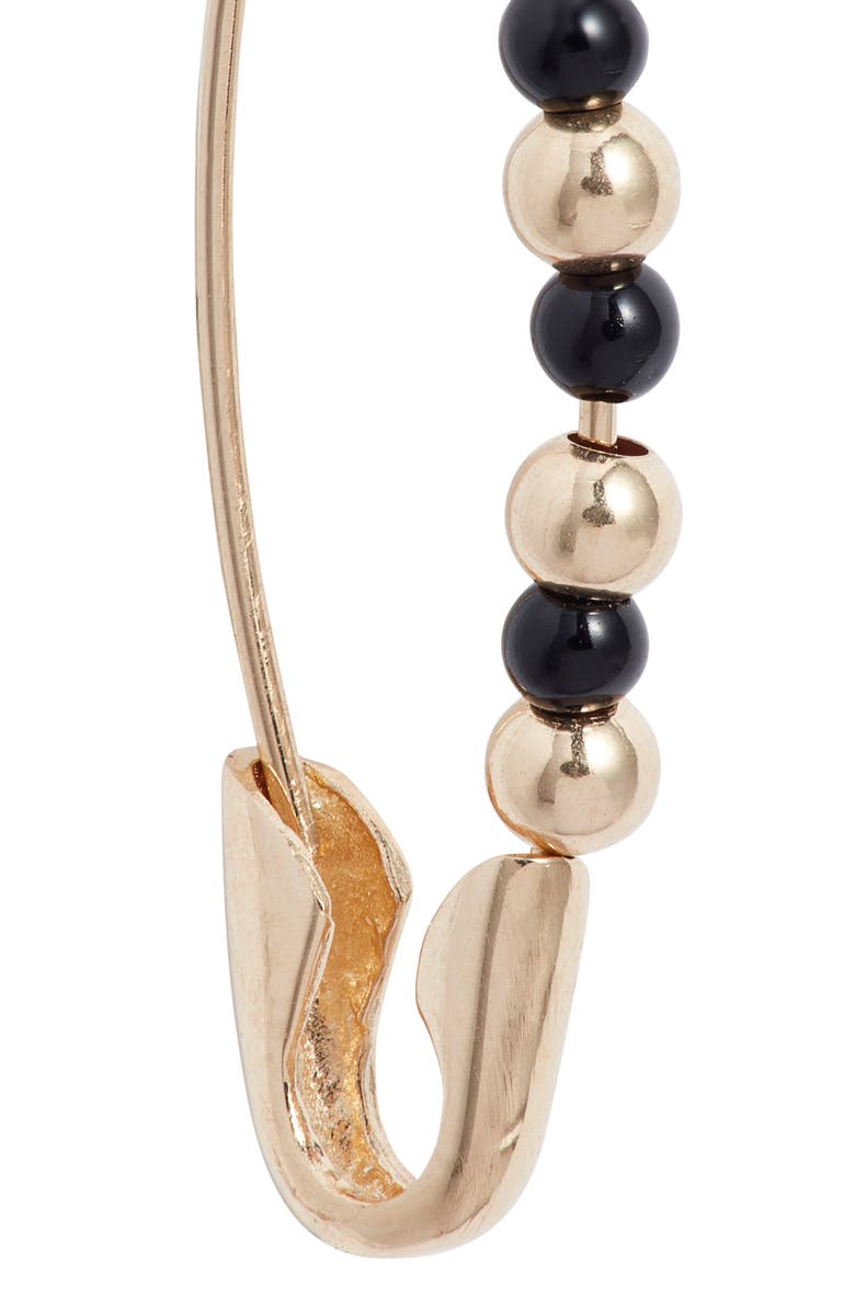 Loren Stewart Friendship Onyx & 14K Gold Safety Pin Earring, Alternate, color, 