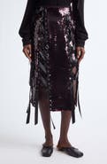 Simone Rocha Unraveling Ribbon Ring Sequin Midi Skirt