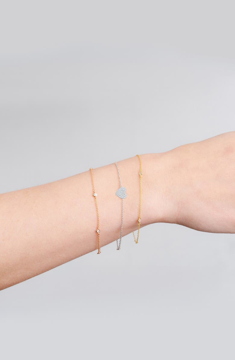 Crislu Pavé Cubic Zirconia Heart Bracelet, Alternate, color, Pure Platinum/ Clear Stone