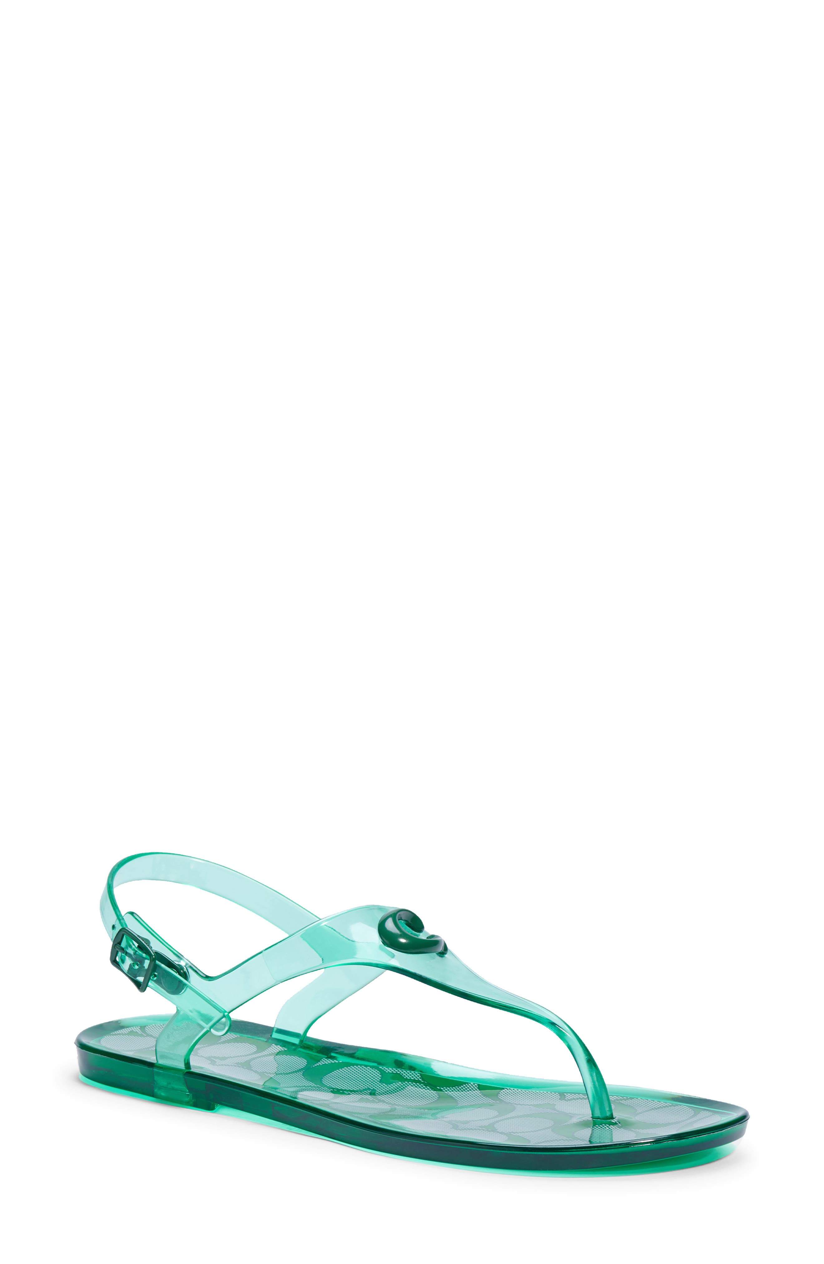 Natalee Water Resistant T-Strap Sandal, Main, color, GREEN