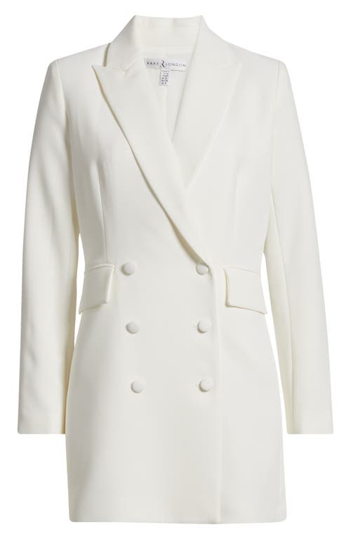 Rare London Double Breasted Long Sleeve Tuxedo Dress In Cream