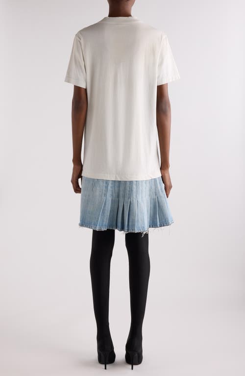 Balenciaga Layered Mini Dress With Denim Skirt Effect In White