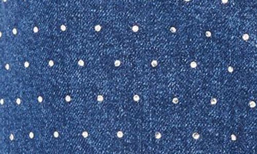 Topshop Crystal Studded Denim Miniskirt In Blue