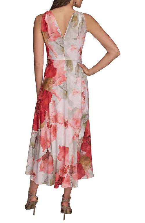 Donna Karan Chiffon A Line Dress In Spring Melon Multi