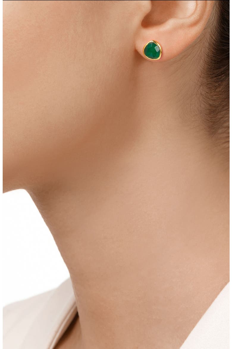 Siren Stud Earrings, Alternate, color, GOLD/ GREEN ONYX