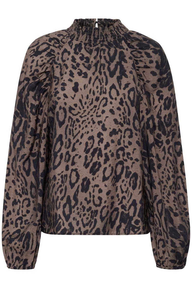 KAjemma Puff Sleeve Print Blouse, Alternate, color, Major Brown/Black Leo