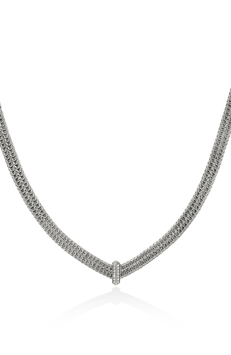 John Hardy Icon Link Pavé Diamond Necklace, Main, color, Silver
