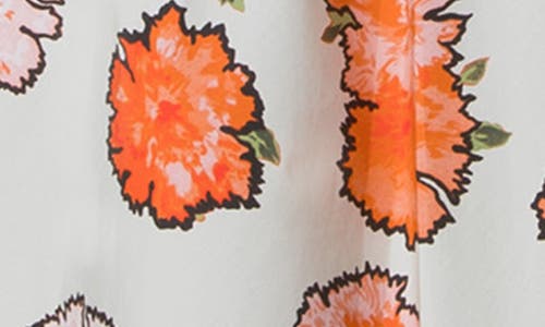 Akris Punto Carnation Print Cotton Poplin Shirtdress In Orange-multi