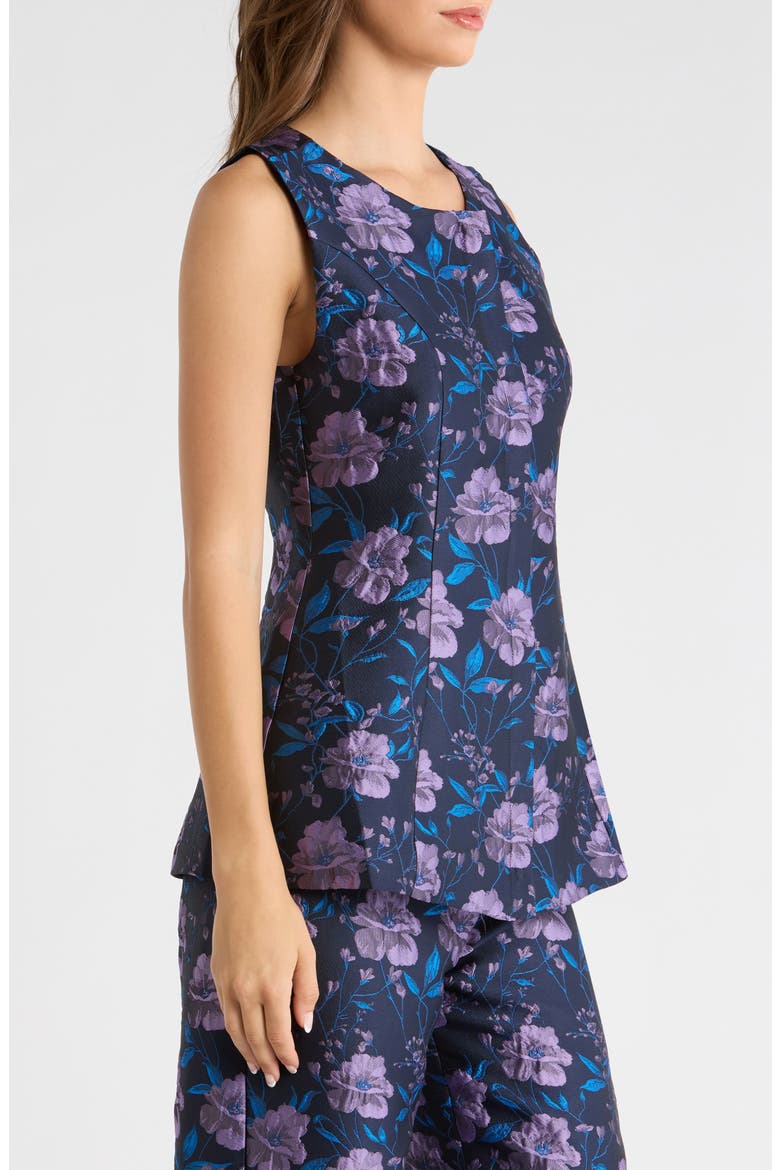 Nicole Jacquard Sleeveless Zip-Front Top, Alternate, color, NAVY-MULTI