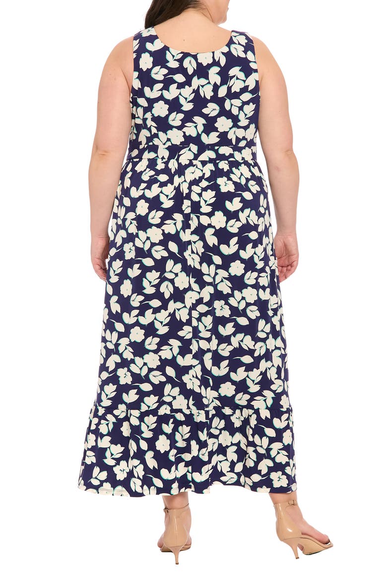 Sleeveless Inset Waist Maxi Dress, Alternate, color, NAVY/ IVORY