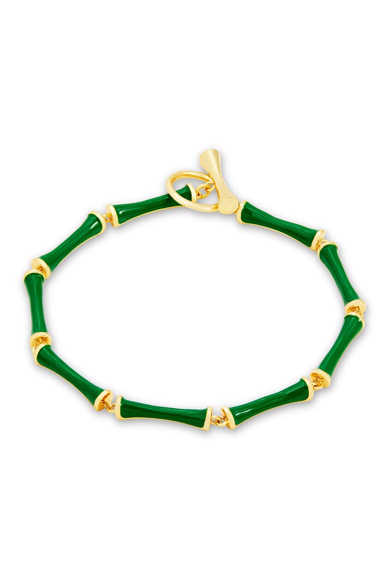 Enamel Bamboo Link Bracelet, Main, color, GREEN