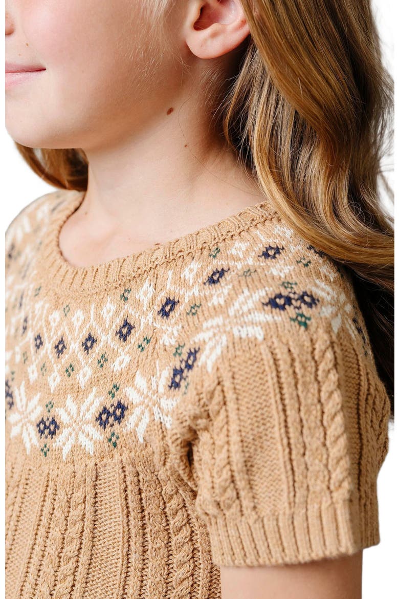 Girls' Organic Fair Isle Cable Sweater Dress, Toddler, Alternate, color, Ivory Fair Isle Cable