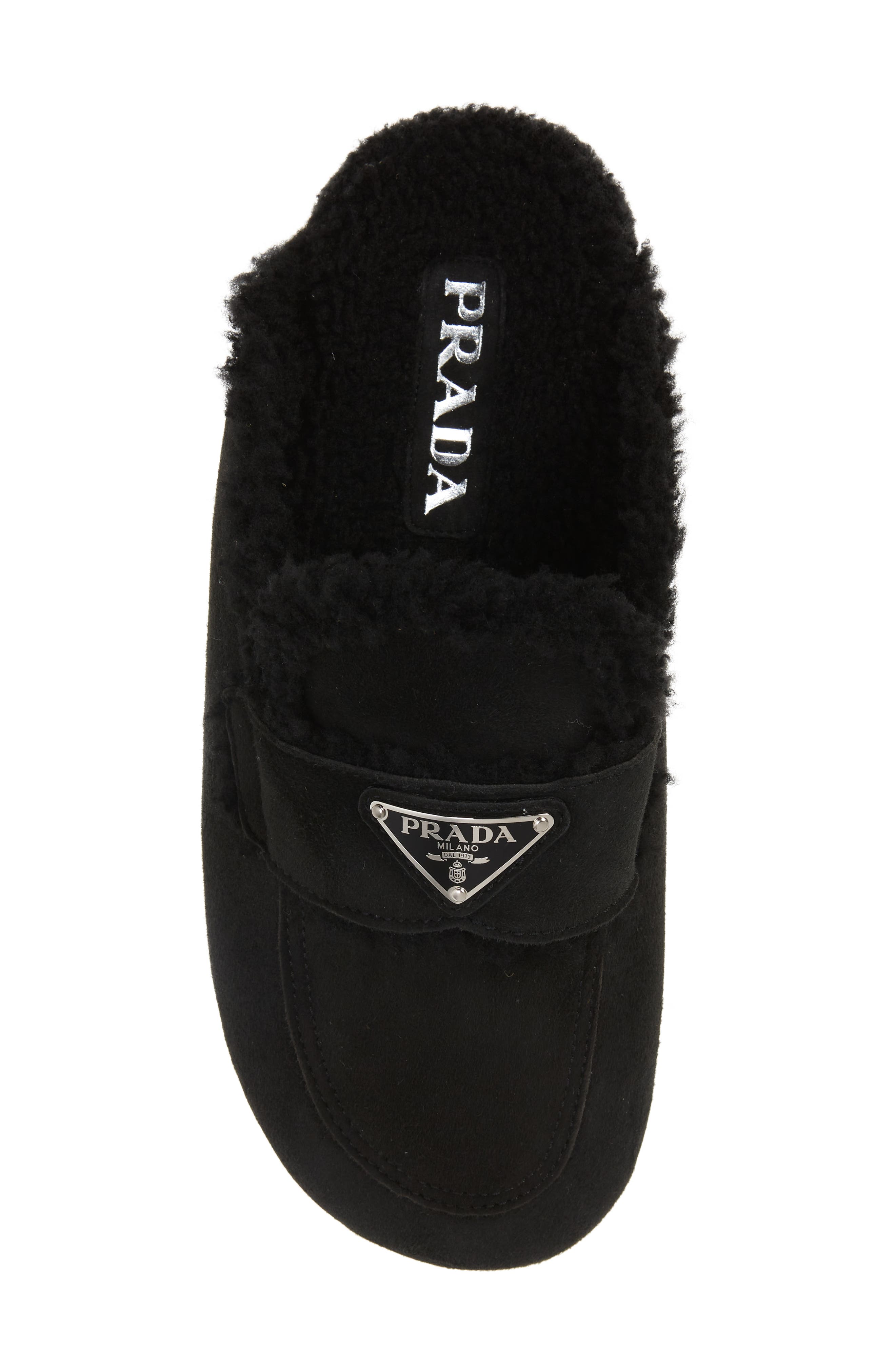 Prada Fussbet Genuine Shearling Slipper, Alternate, color, 