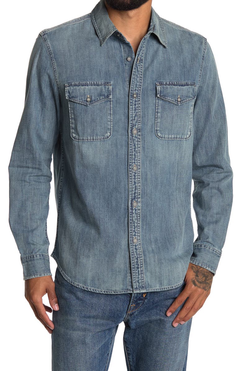 AG Benning Trim Fit Denim Sport Shirt, Main, color, 
