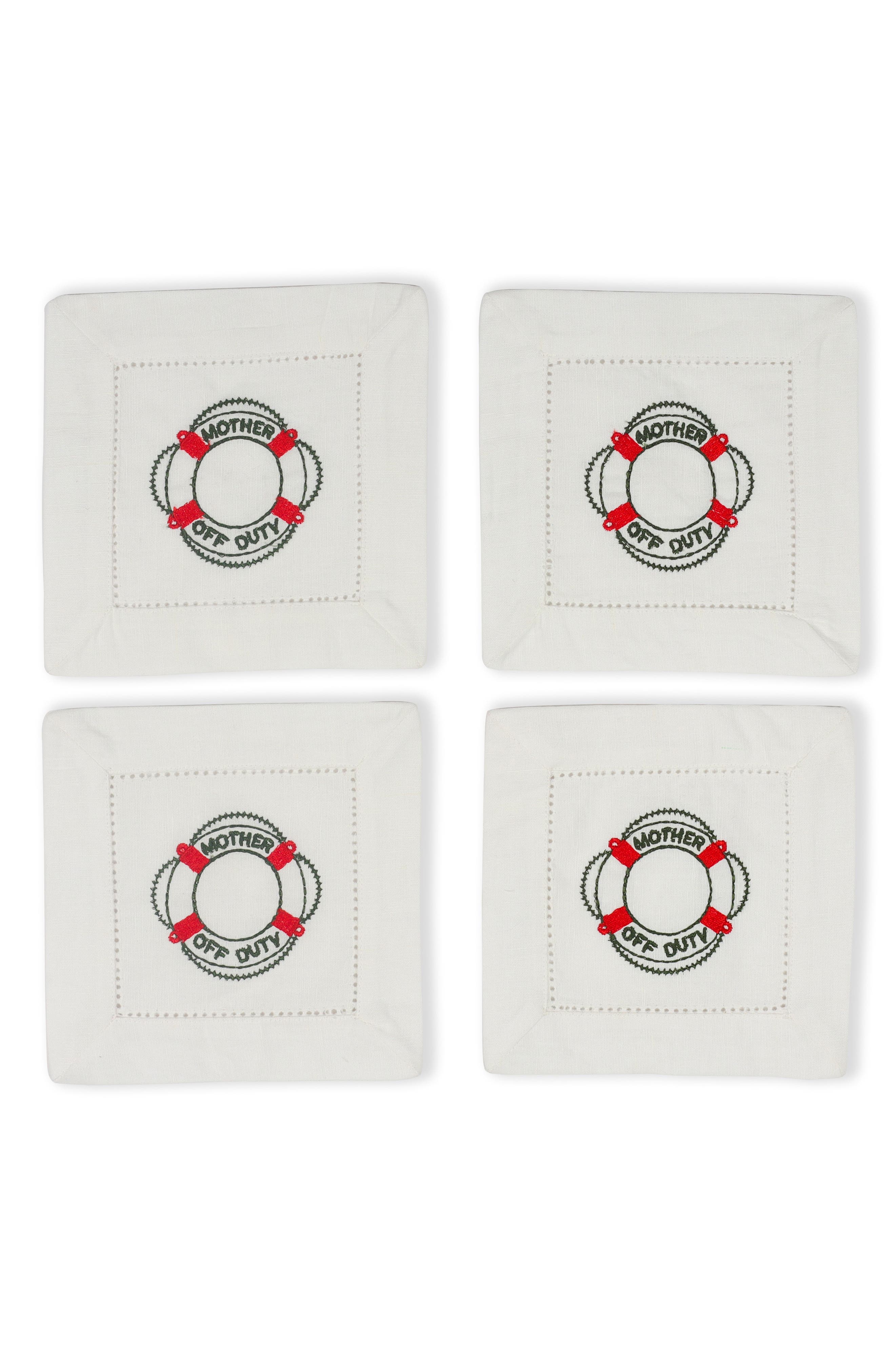 Tiramisu Set of 4 Embroidered Coasters