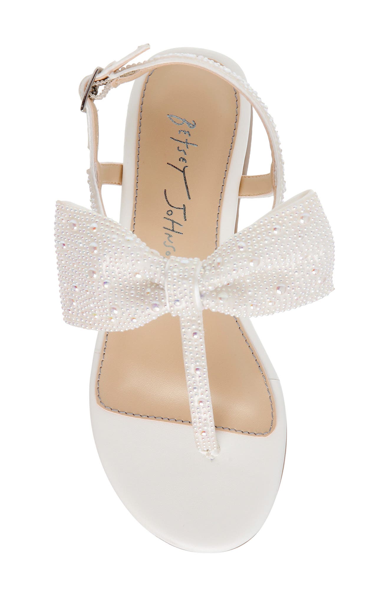 Betsey Johnson Kids
 Crystal Bow Sandal, Alternate, color, Pearl