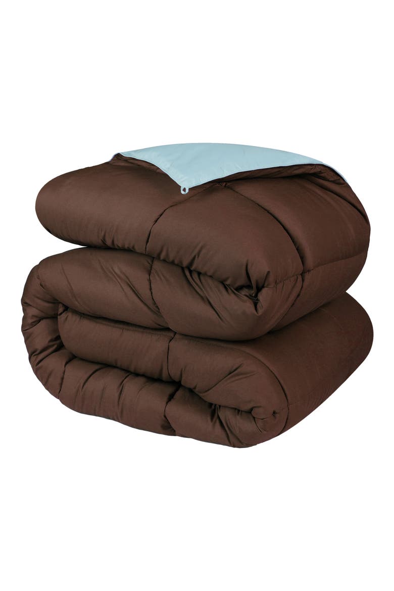 Classic All-Season Reversible Down Alternative Comforter, Main, color, CHOCO-SKY BLUE