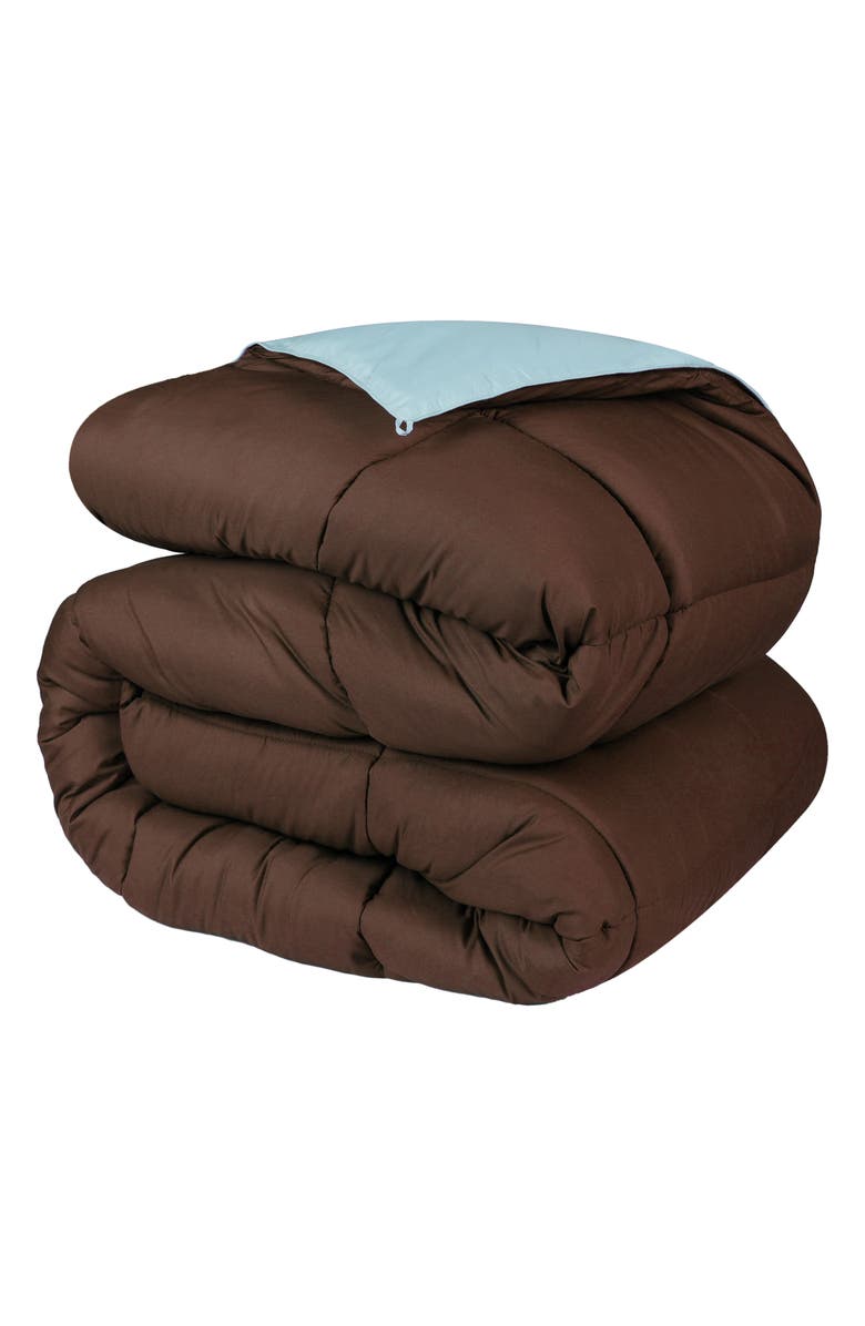 Superior Classic All-Season Reversible Down Alternative Comforter, Main, color, Choco-Sky Blue
