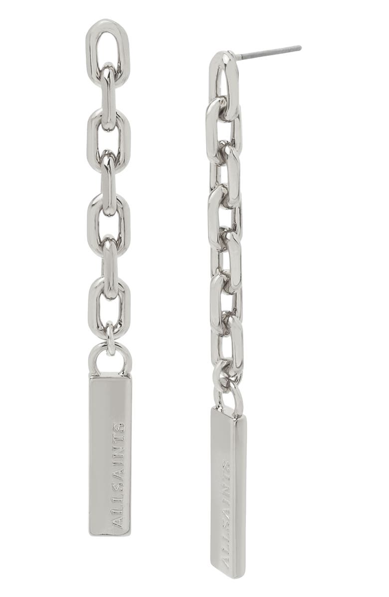 AllSaints Chain Link Linear Drop Earrings, Main, color, 