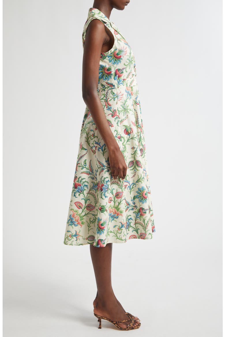 Floral Sleeveless Cotton Midi Dress, Alternate, color, PRINT ON WHITE BASE