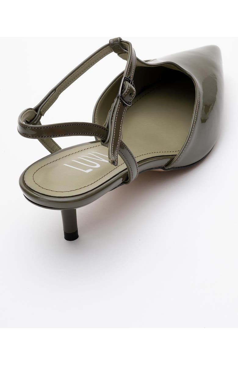 Prologue Shoes Asher Pointed Toe Slingback Pump, Alternate, color, Khaki Patent