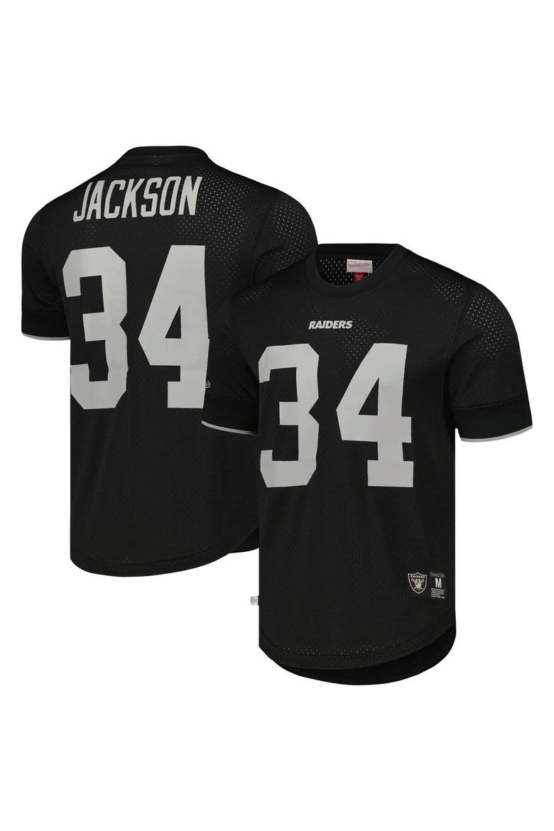 Men's Mitchell & Ness Bo Jackson Black Los Angeles Raiders Gridiron Classics Retired Player Name & Number Mesh Top, Main, color, Black