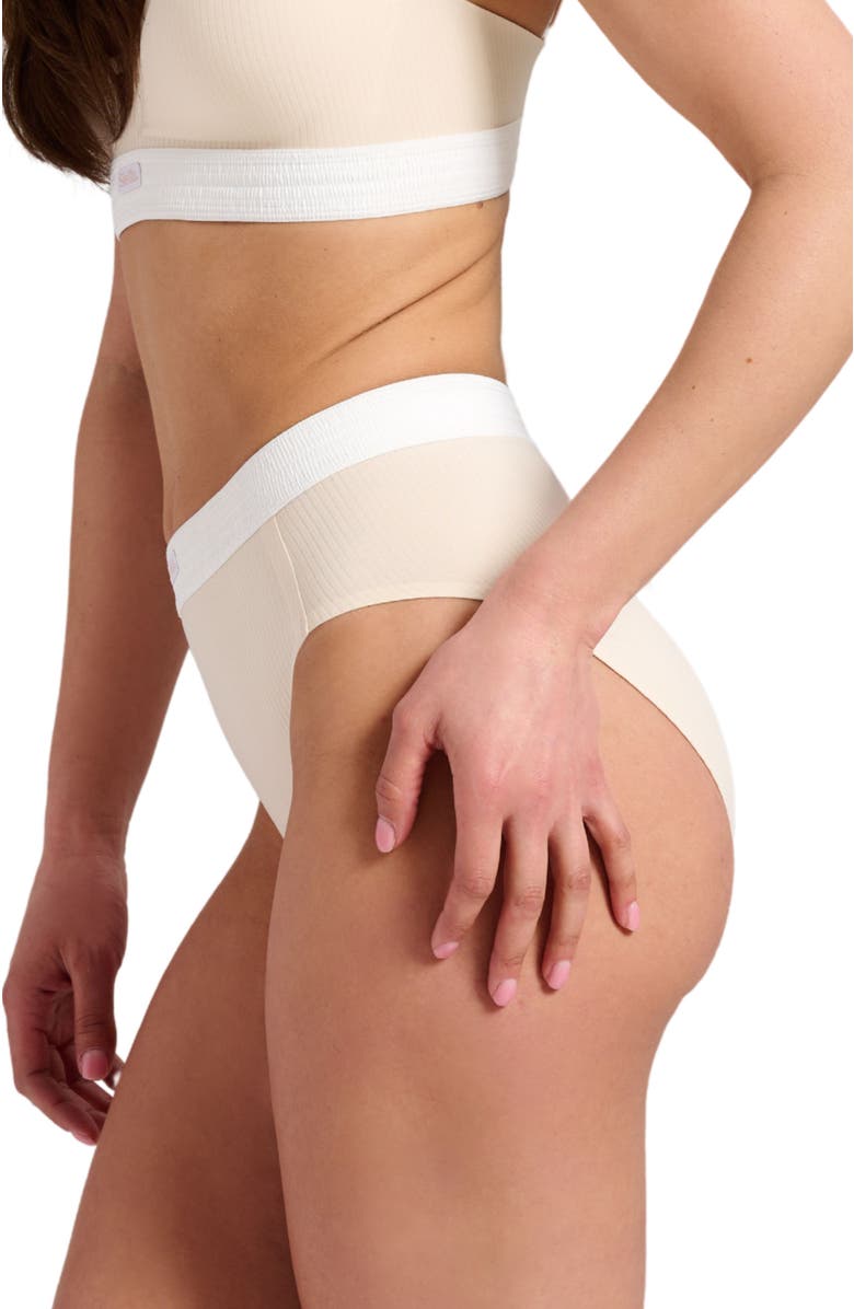 Siella Organic Cotton Rib High Waist Brief, Alternate, color, Whisper Beige