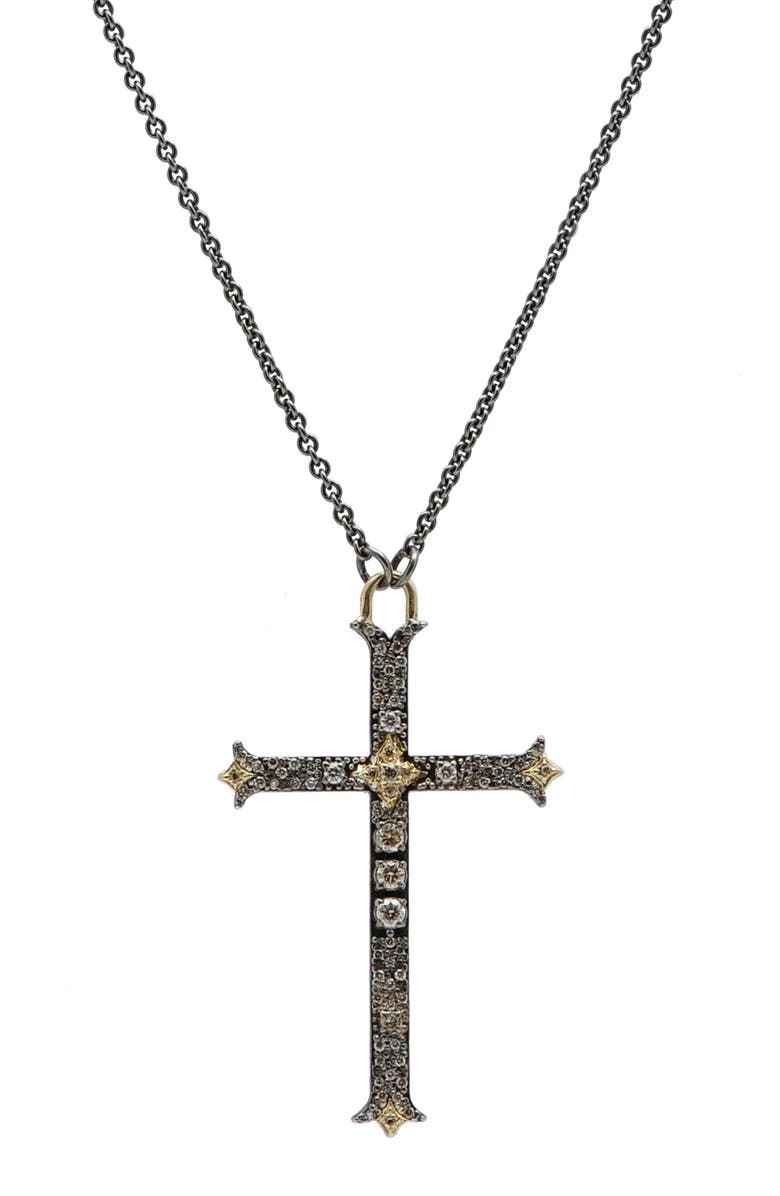 Armenta Large Cross Pendant Necklace, Main, color, Silver