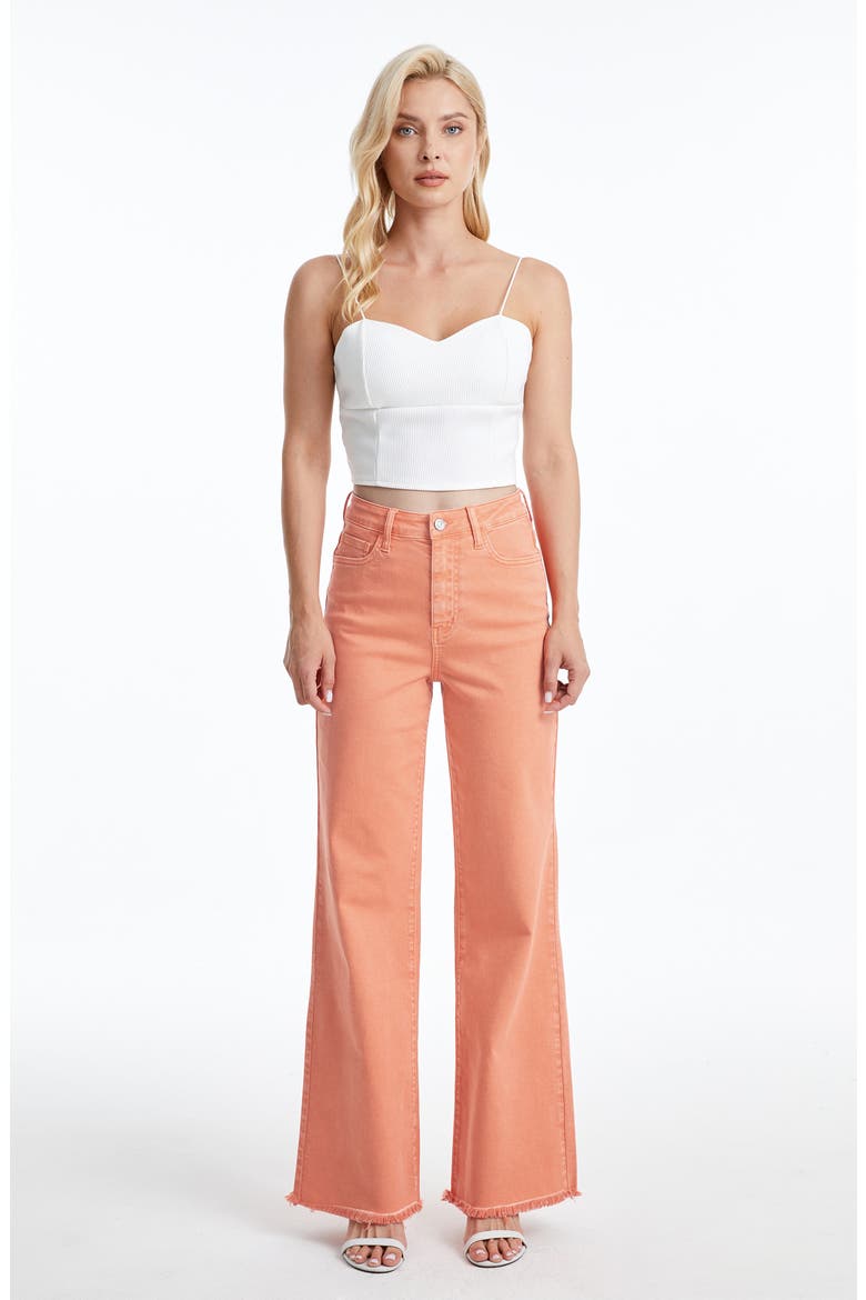 High Waist Wide Leg Jeans, Alternate, color, CORAL