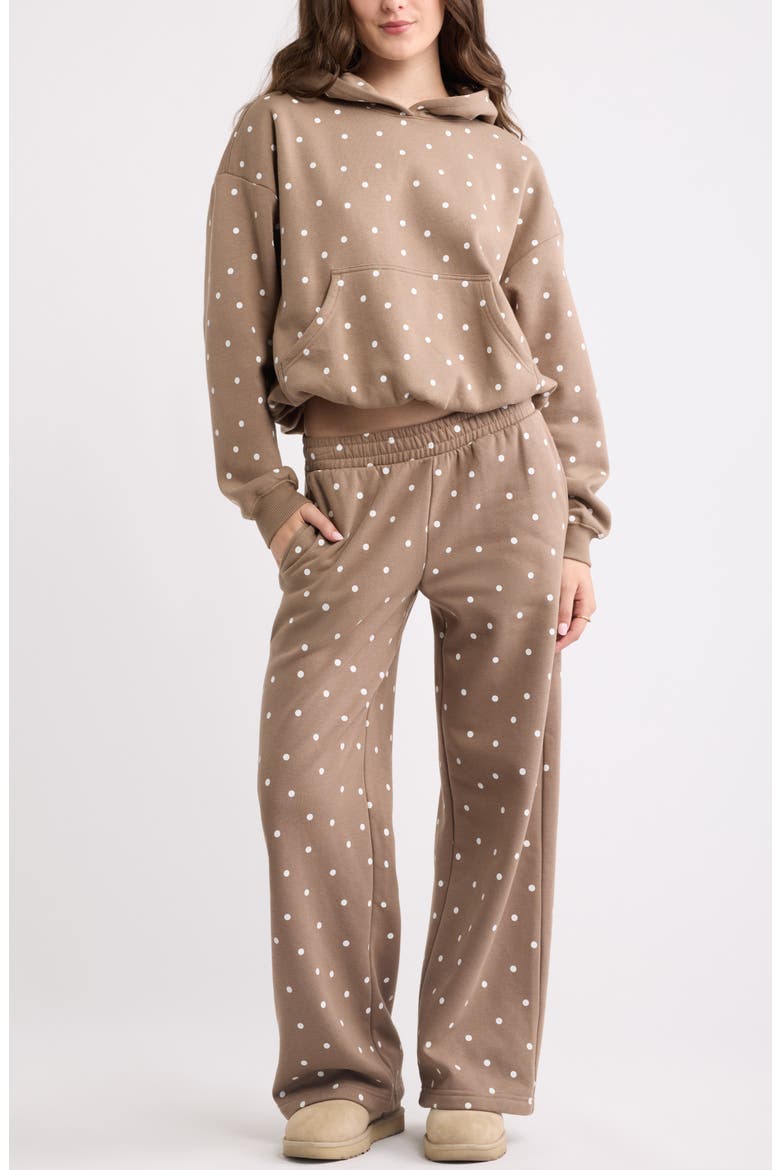 Printed Oversize Bubble Hem Hoodie, Alternate, color, BROWN T- WHITE COZY DOT