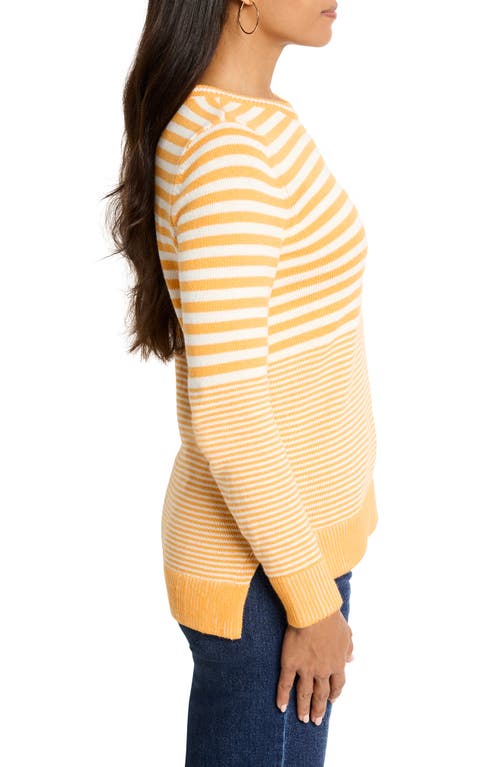 Nic + Zoe Nic+zoe Stripe High-low Cotton Blend Sweater In Orange Multi