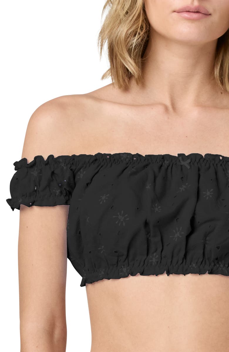 Florence by Mills Embroidered Eyelet Off the Shoulder Crop Top, Alternate, color, 
