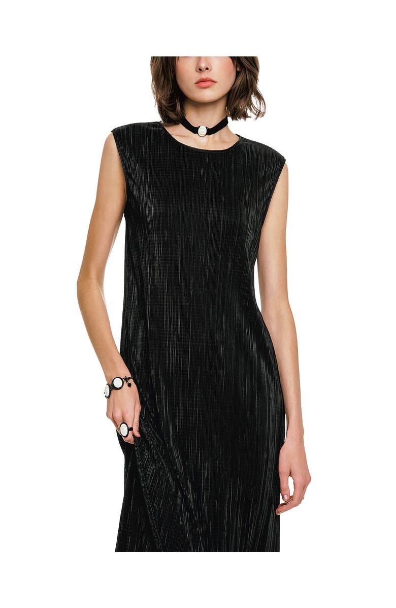 Anna Sui Plisse Sleeveless Maxi Dress, Alternate, color, Black