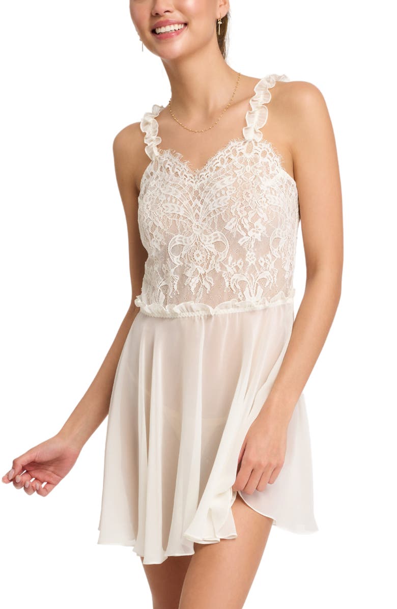 Rya Collection Giselle Lace & Chiffon Chemise, Alternate, color, 