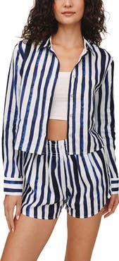 Bella Dahl Stripe Linen Button-Up Crop Shirt