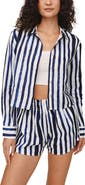 Bella Dahl Stripe Linen Button-Up Crop Shirt