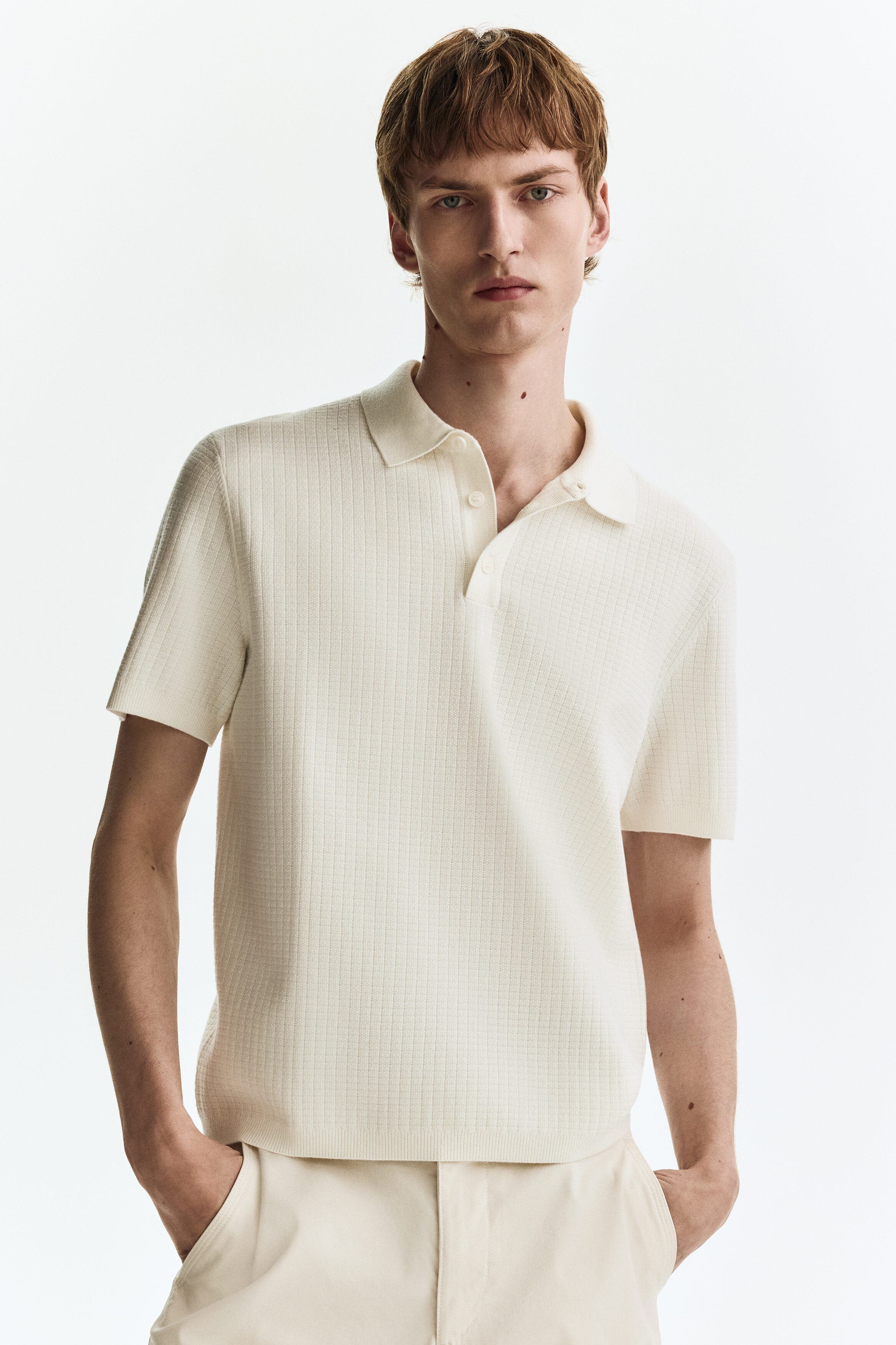 Regular Fit Textured-knit Polo Shirt - image 2
