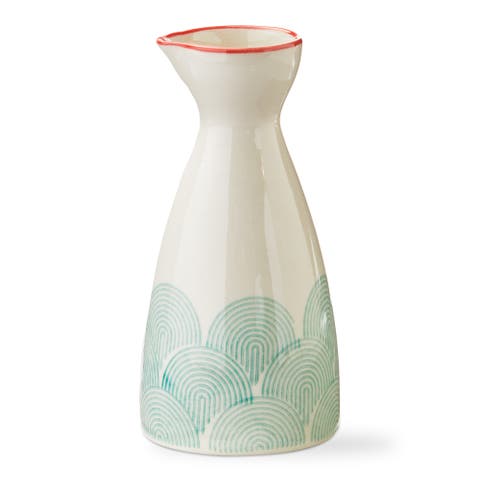 Wave Aqua Stoneware Sake Bottle Pitcher 8 oz 2.83x2.83x5.63 in