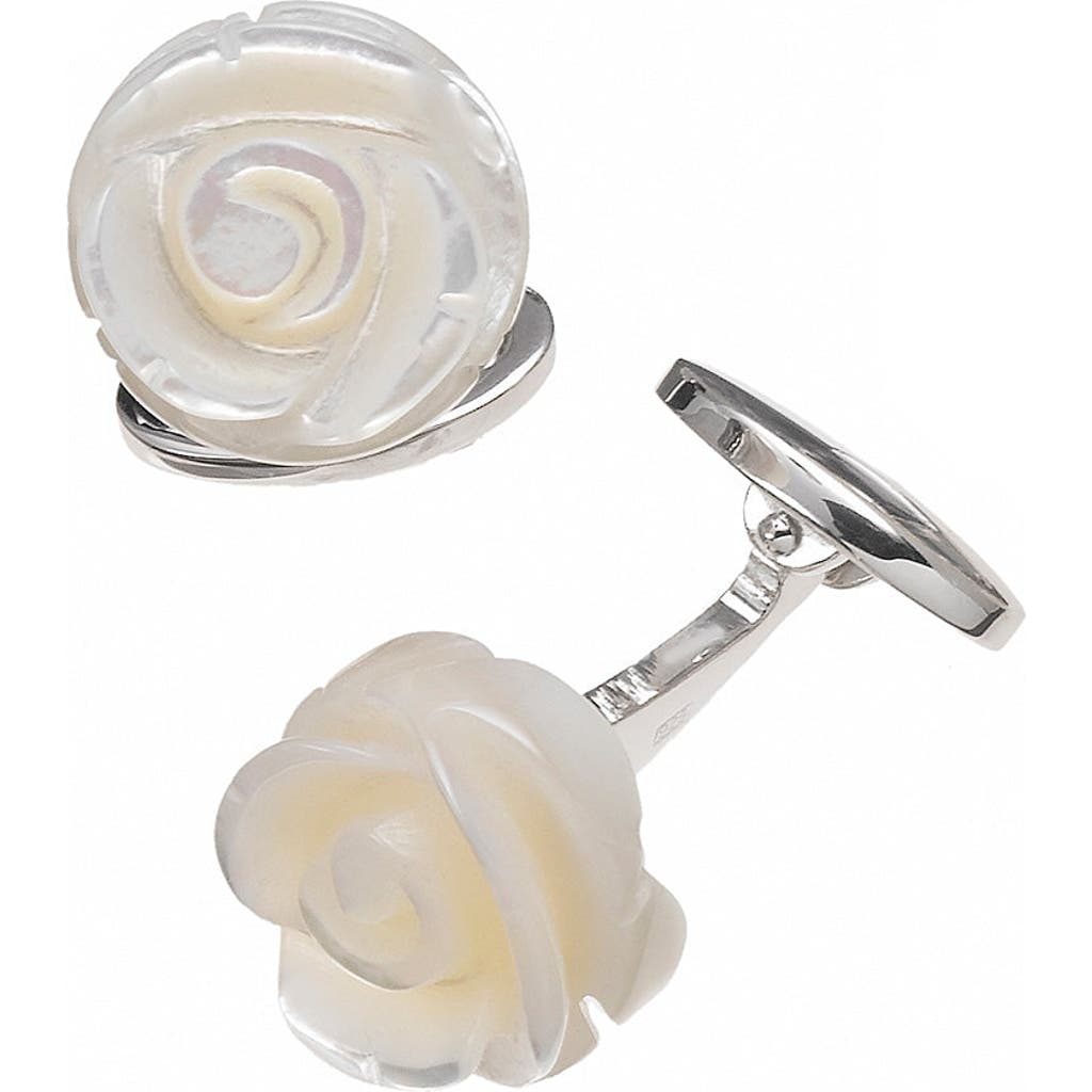 Jan Leslie Rose Carved Sterling Cufflinks In White