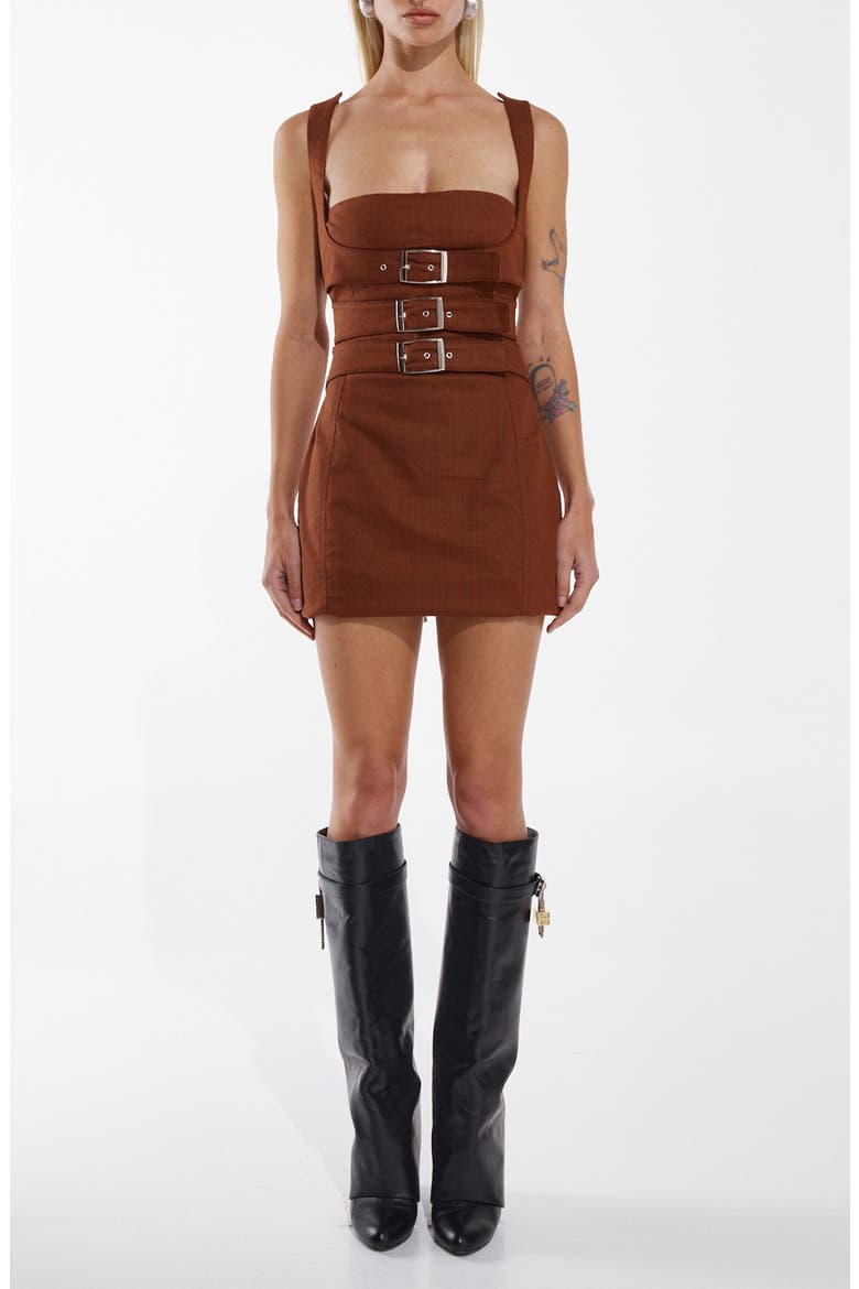 Cindy Harness Strap Minidress, Main, color, RUST