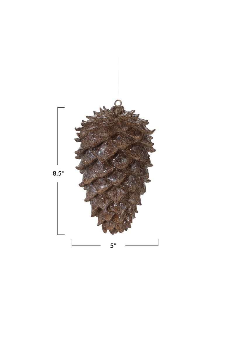 Artisan Resin Pinecone Figurine with Glitter Finish, Brown, Alternate, color, Brown